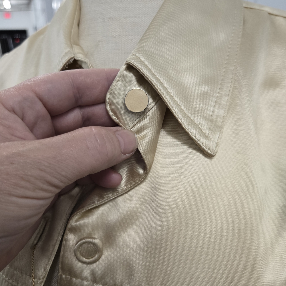 Sue Wong Vintage Satin Cropped Jacket – Champagne Gold, Size L, Made in USA - Picture 2 of 12